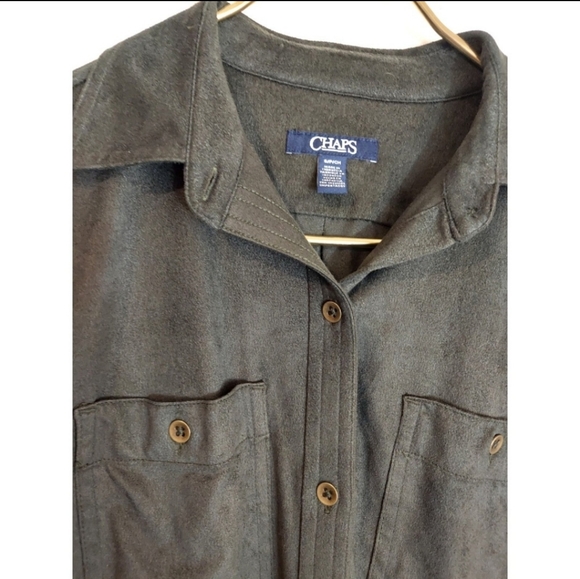 CHAPS Classic Olive Green Faux Suede Shirt S - Picture 3 of 5